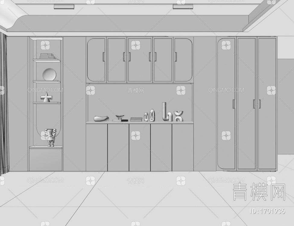 酒柜，装饰柜3D模型下载【ID:1701936】