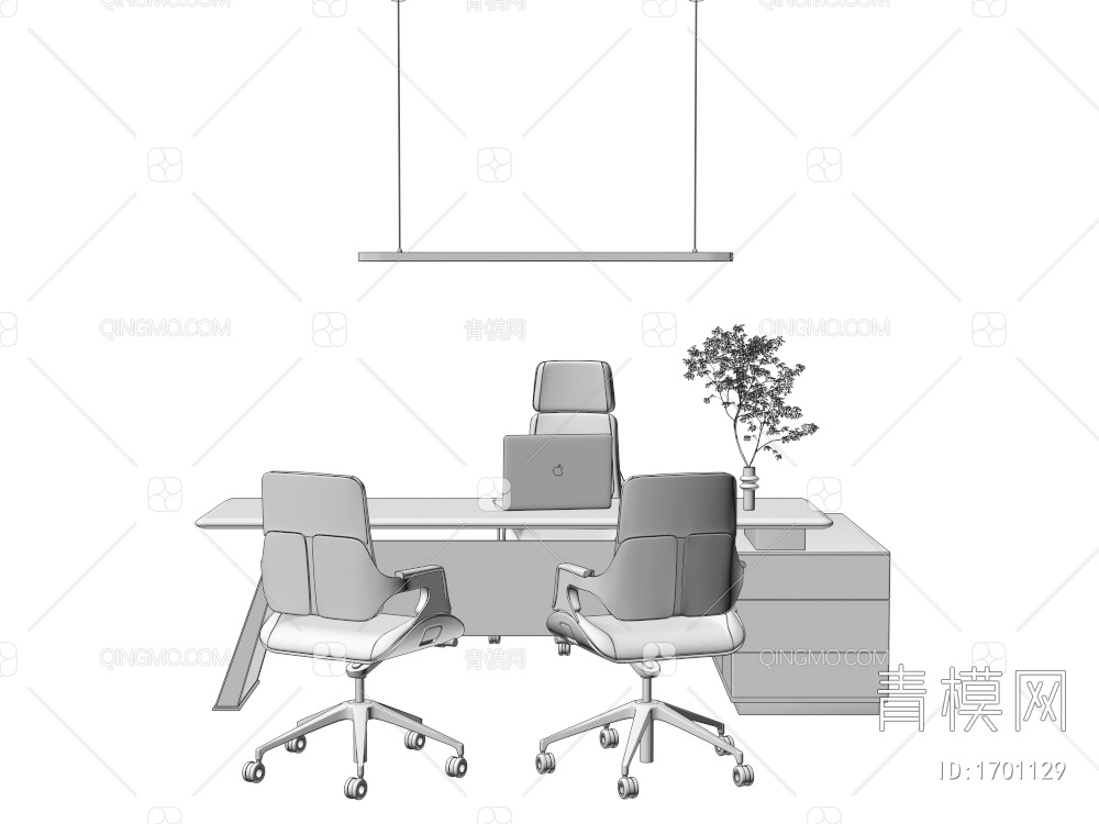 经理办公桌 老板桌椅3D模型下载【ID:1701129】