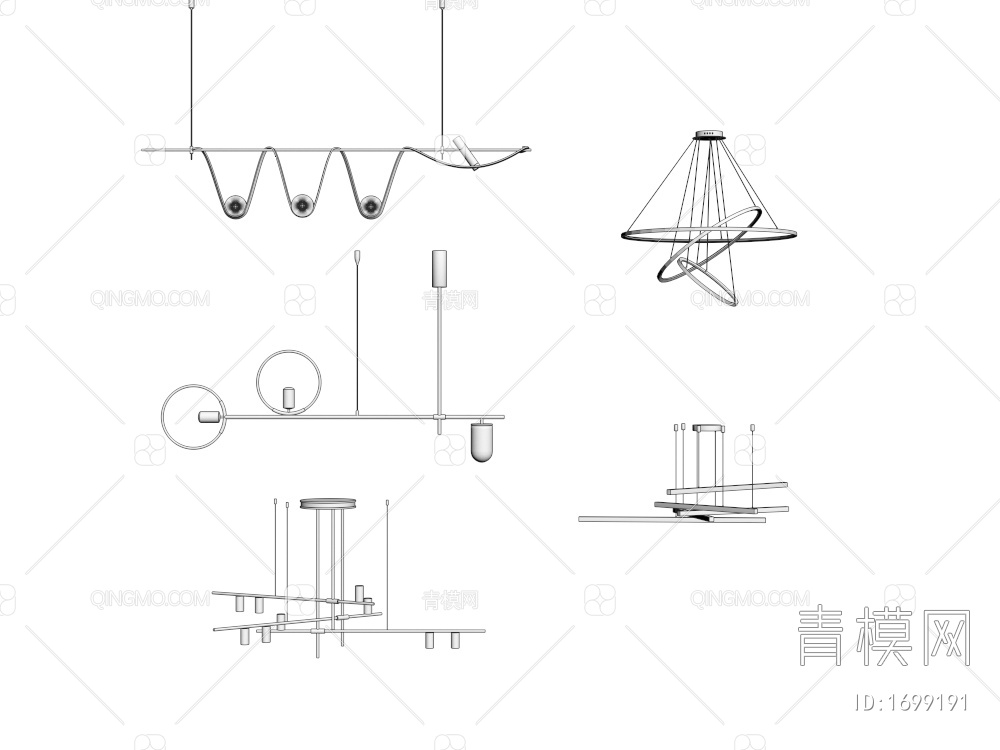 吊灯 金属吊灯 客厅吊灯 餐厅吊灯 卧室吊灯3D模型下载【ID:1699191】