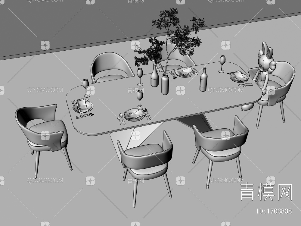 餐桌椅3D模型下载【ID:1703838】