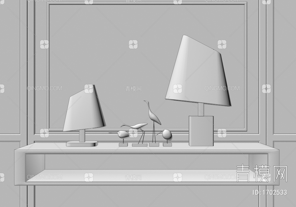 台灯，高级，帆布灯罩3D模型下载【ID:1702533】