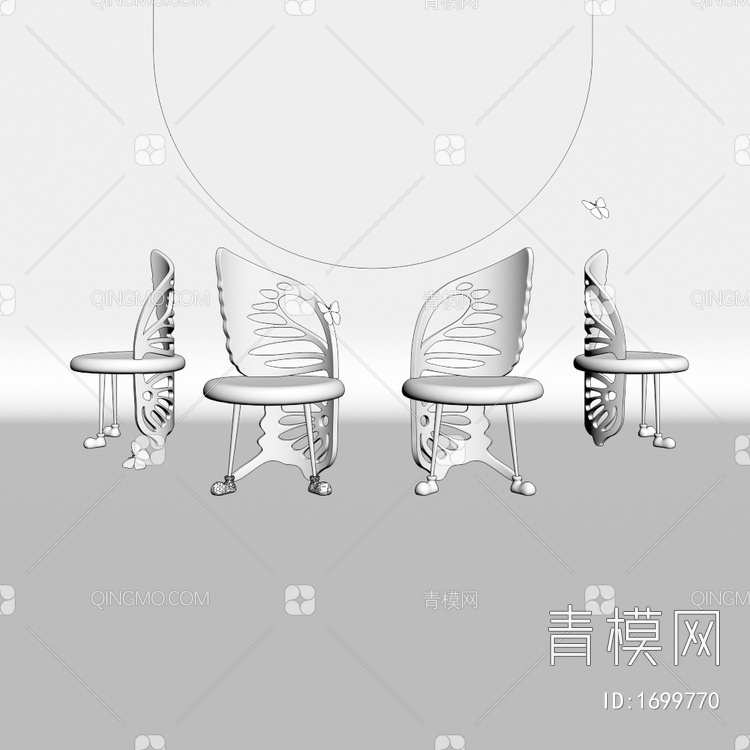 亚克力蝴蝶椅子3D模型下载【ID:1699770】