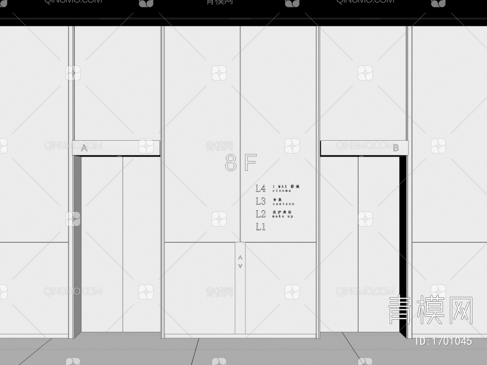 电梯厅 电梯间3D模型下载【ID:1701045】
