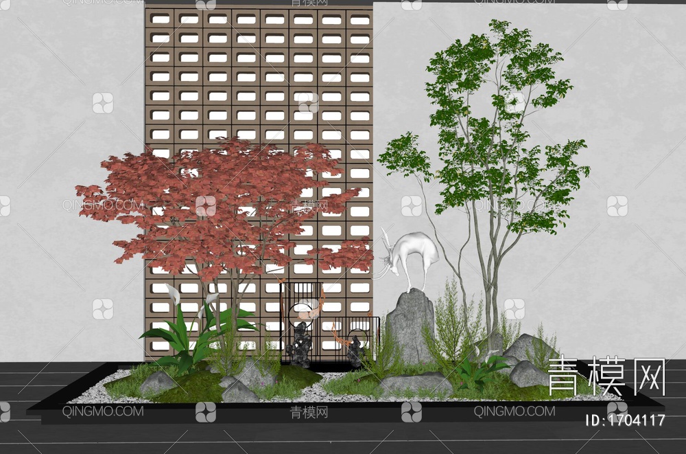 室内景观植物造景SU模型下载【ID:1704117】