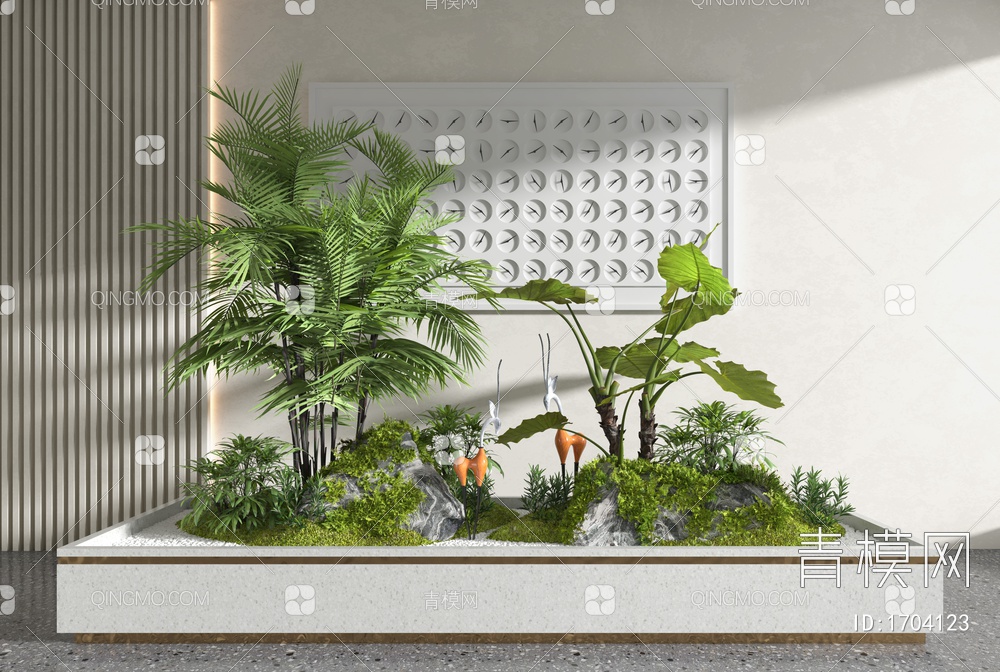 室内景观植物造景SU模型下载【ID:1704123】