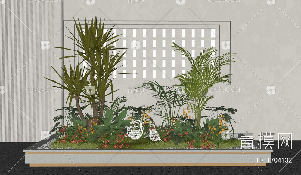 室内景观植物造景SU模型下载【ID:1704132】
