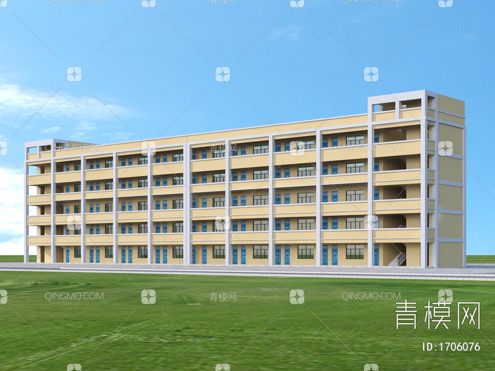 学校教学楼3D模型下载【ID:1706076】