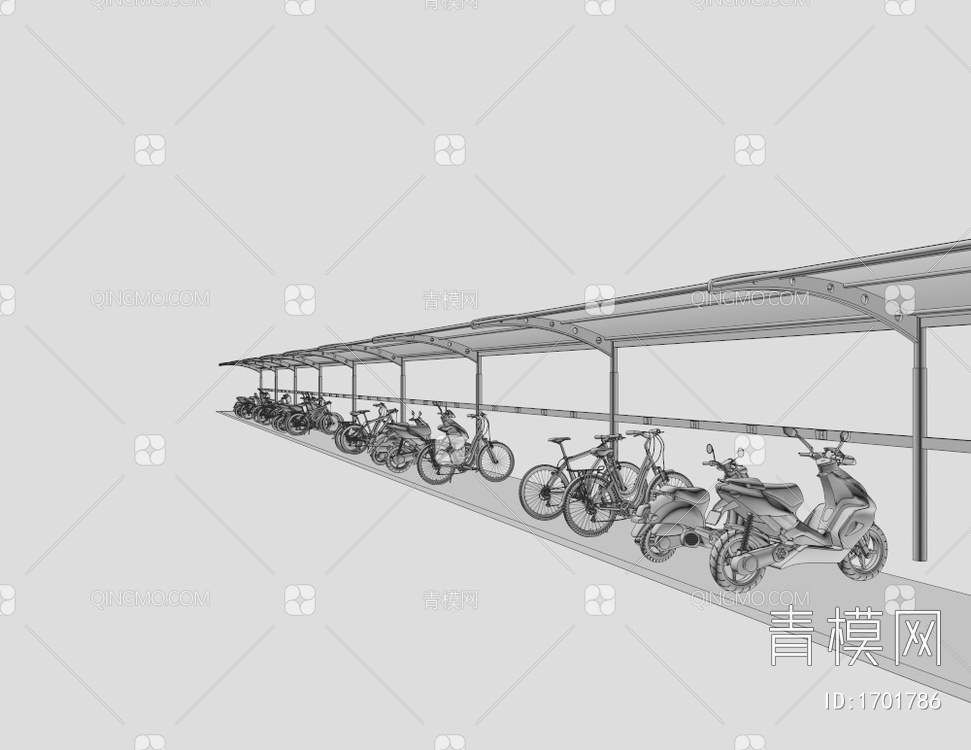 自行车棚 实景合成3D模型下载【ID:1701786】