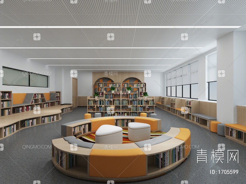图书馆 图书室3D模型下载【ID:1705599】