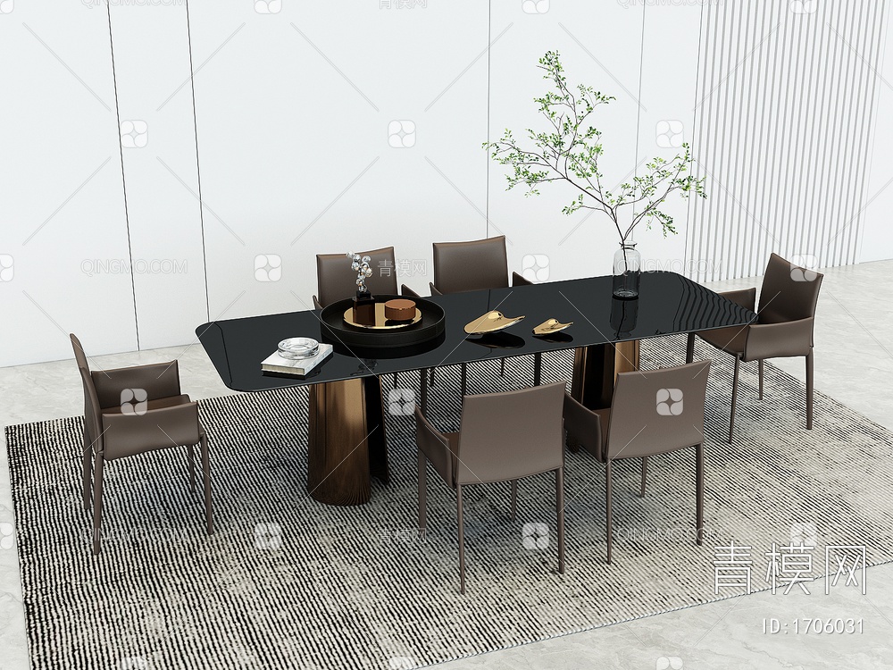餐厅餐桌椅3D模型下载【ID:1706031】