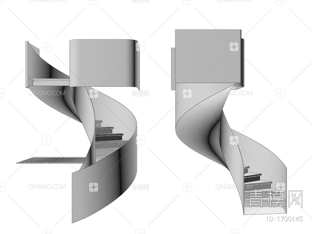 旋转楼梯 扶手楼梯3D模型下载【ID:1700145】