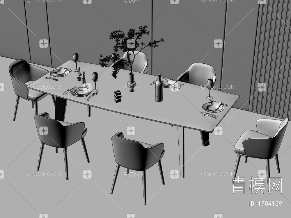 餐桌椅3D模型下载【ID:1704159】