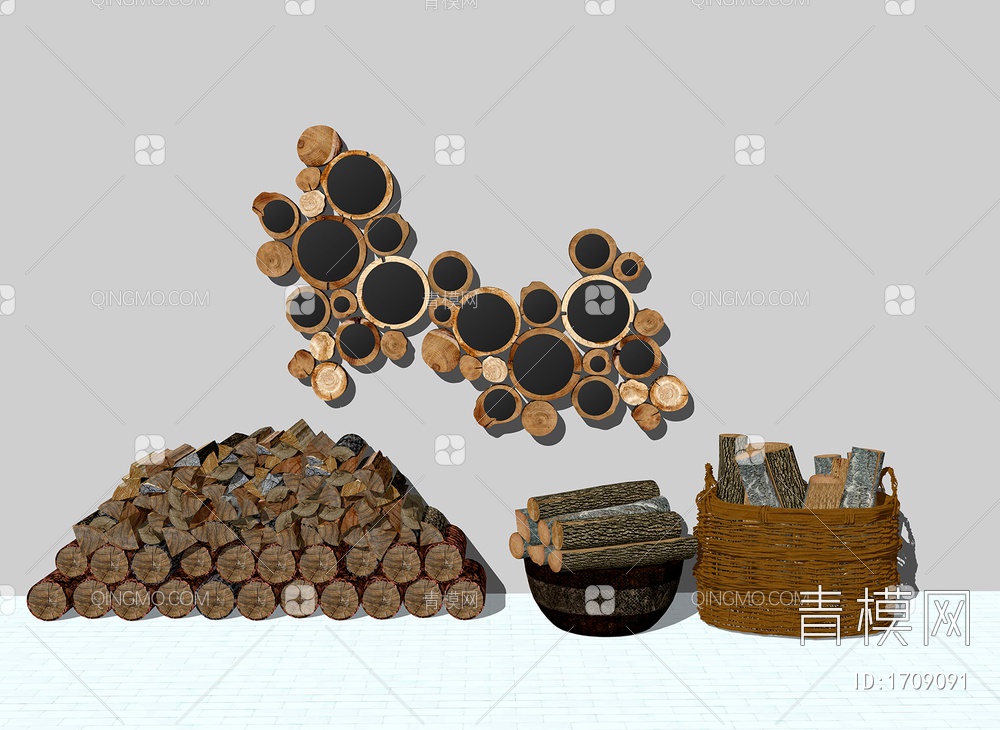 木材 木头 木块   木桩 庭院小品SU模型下载【ID:1709091】