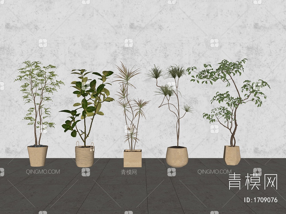 室内景观绿植盆栽  植物造景 植物组合SU模型下载【ID:1709076】
