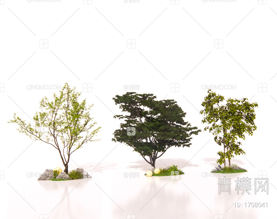 景观树 乔木 大树 树木 造景树组合SU模型下载【ID:1708041】