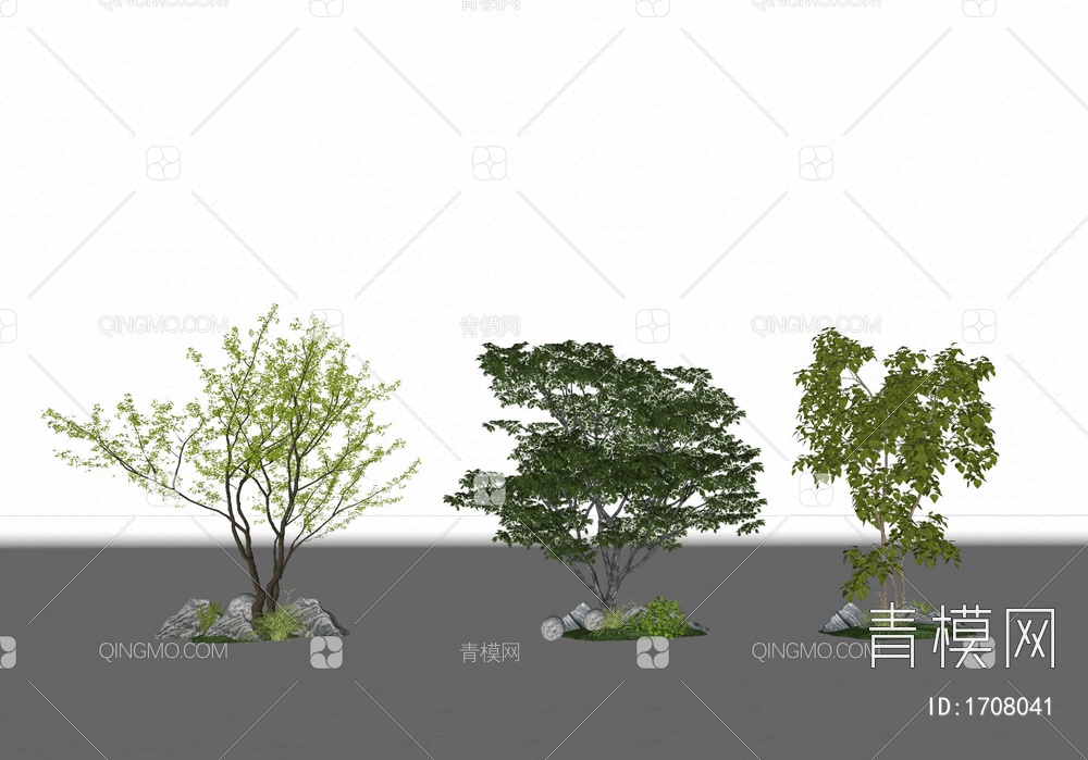 景观树 乔木 大树 树木 造景树组合SU模型下载【ID:1708041】
