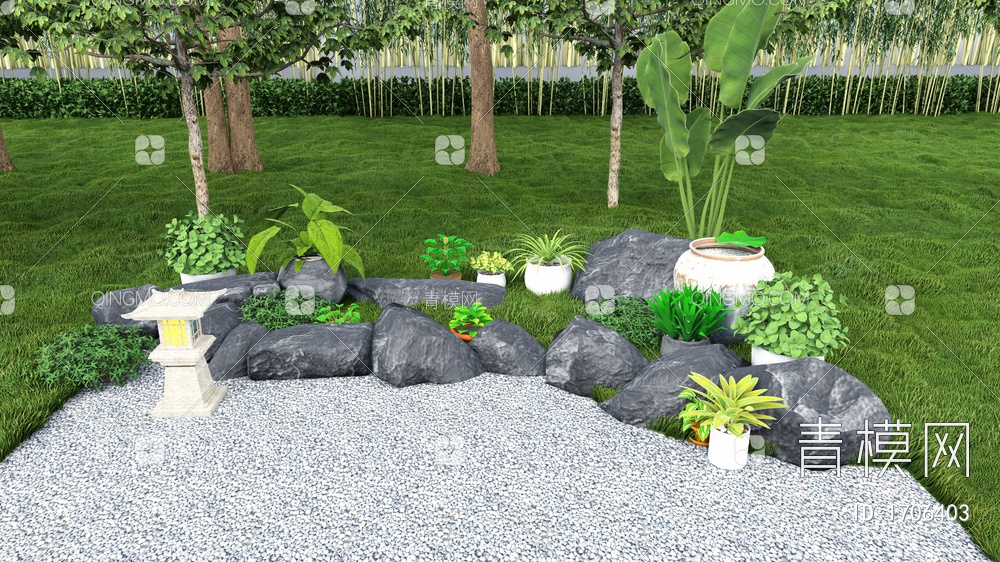 景观植物组团 花镜植物组合 别墅花园植物 棒棒糖 造型灌木球 修剪植物SU模型下载【ID:1706403】