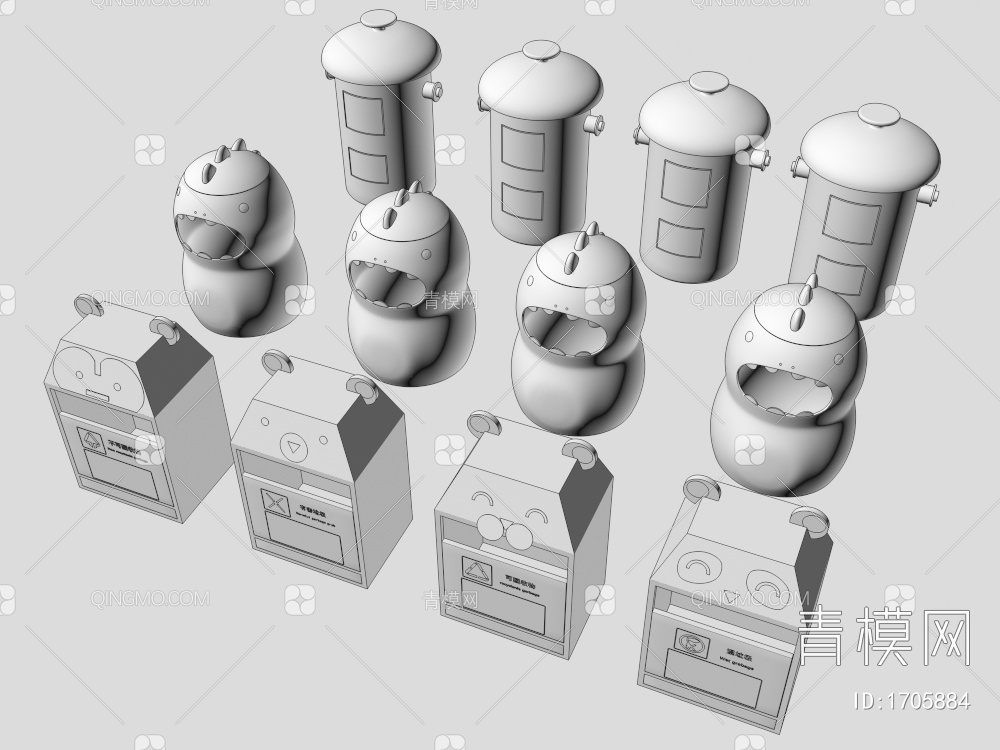 垃圾桶、垃圾箱3D模型下载【ID:1705884】
