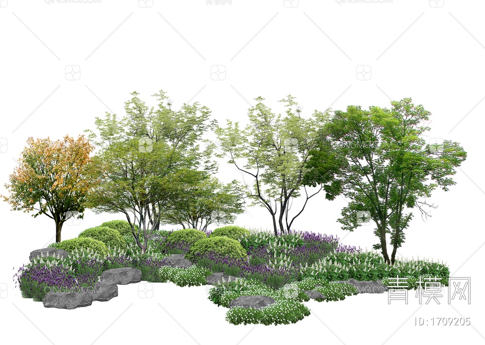 景观乔木  灌木绿植 花卉花境 景观石头SU模型下载【ID:1709205】