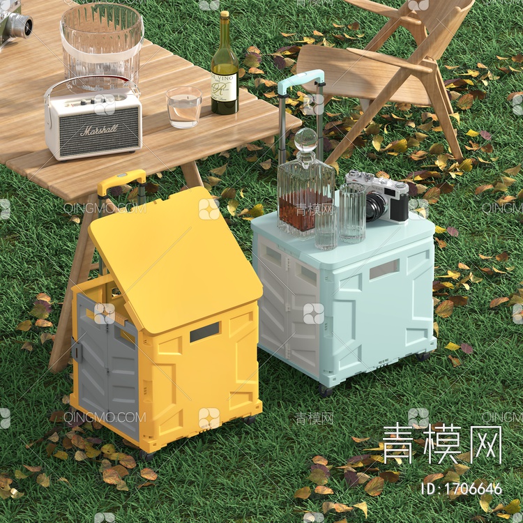 折叠拉车储物箱3D模型下载【ID:1706646】
