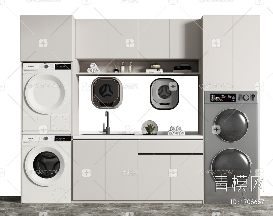 洗衣机柜3D模型下载【ID:1706667】