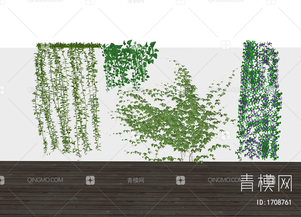 藤蔓植物墙 墙体绿植 爬藤景观植物组合SU模型下载【ID:1708761】