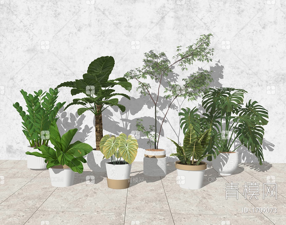 室内景观绿植盆栽  植物造景 植物景观组合SU模型下载【ID:1709073】