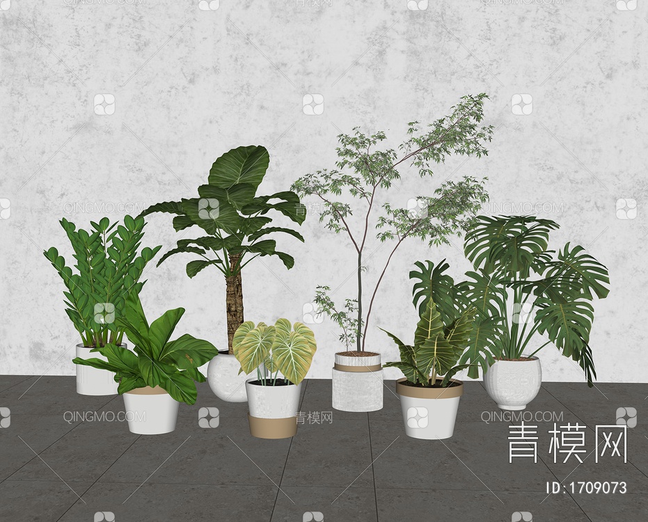 室内景观绿植盆栽  植物造景 植物景观组合SU模型下载【ID:1709073】