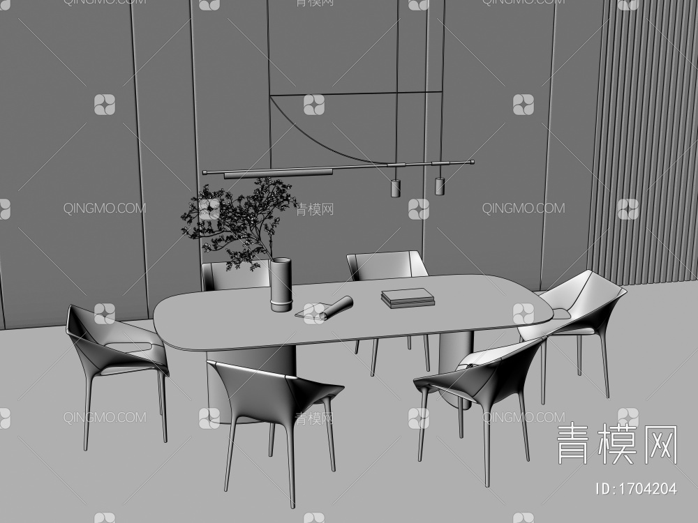 餐桌椅，餐厅吊灯3D模型下载【ID:1704204】
