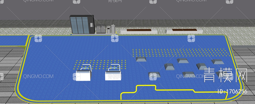 户外健身器材 青年活动区 塑胶场地SU模型下载【ID:1706256】