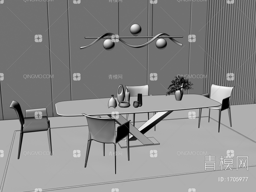 餐厅餐桌椅3D模型下载【ID:1705977】