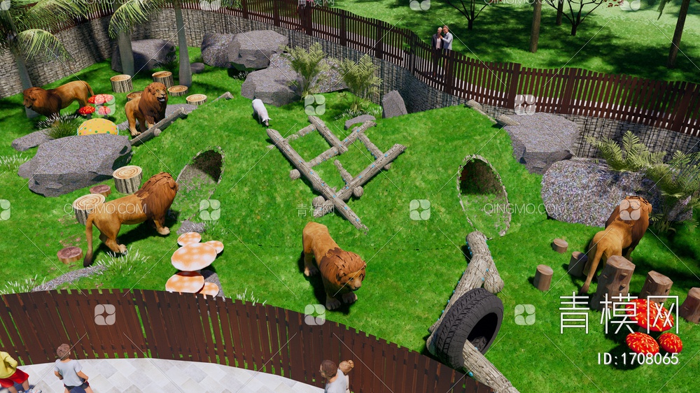 动物公园景观 儿童游乐园 森林野生动物园 狮子 动物 动物园SU模型下载【ID:1708065】