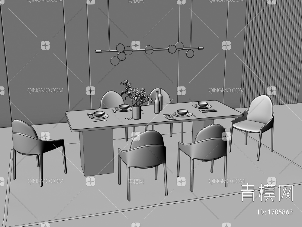 餐厅餐桌椅3D模型下载【ID:1705863】