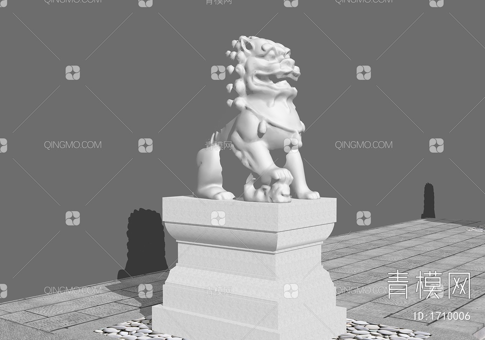 石狮子雕塑SU模型下载【ID:1710006】