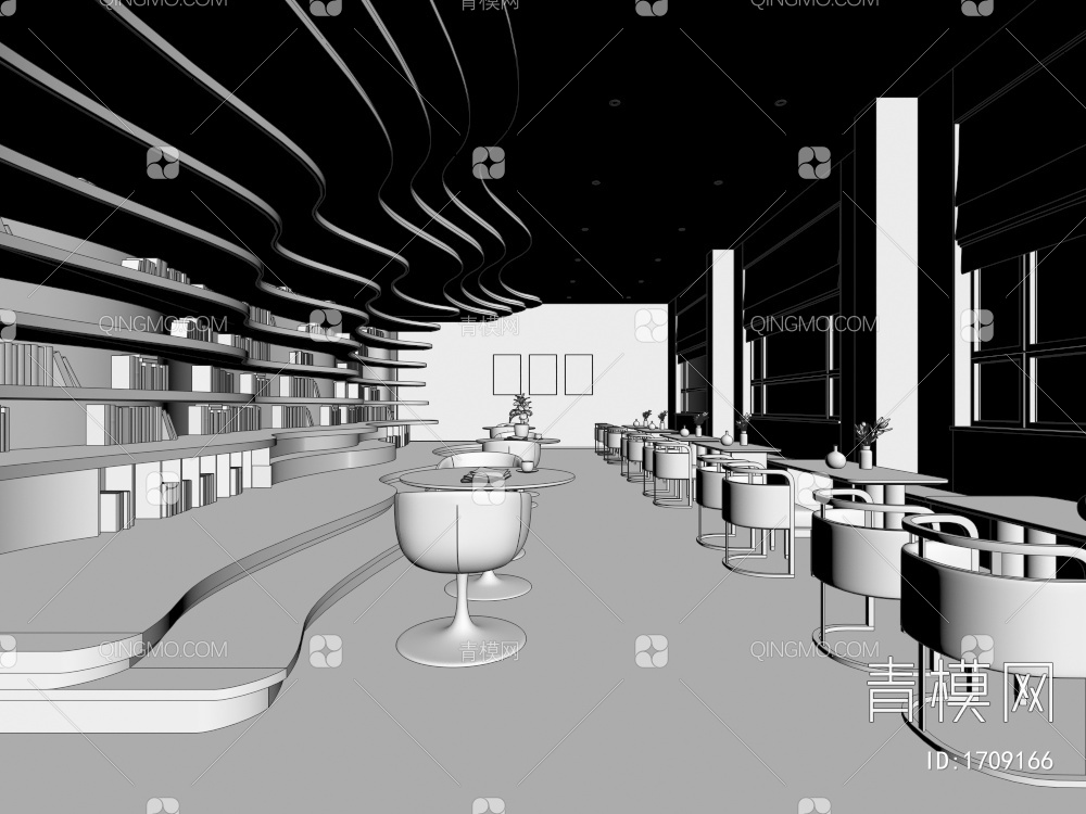 阅览室 图书馆3D模型下载【ID:1709166】