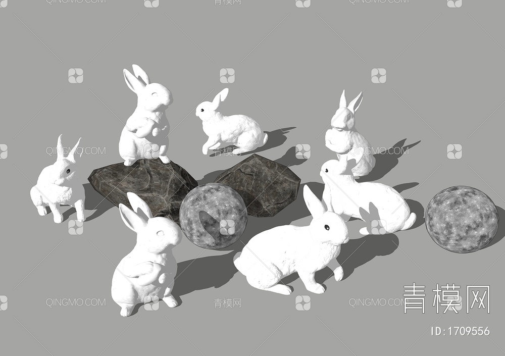 动物雕塑 小兔子雕塑小品SU模型下载【ID:1709556】