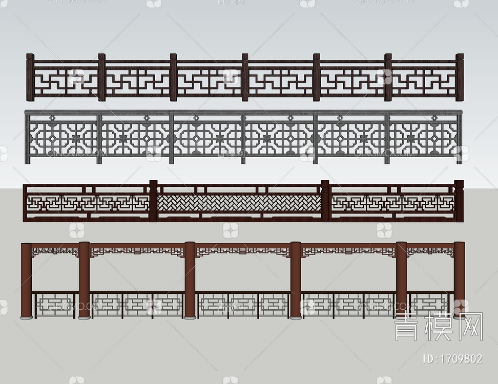 护栏 栏杆SU模型下载【ID:1709802】