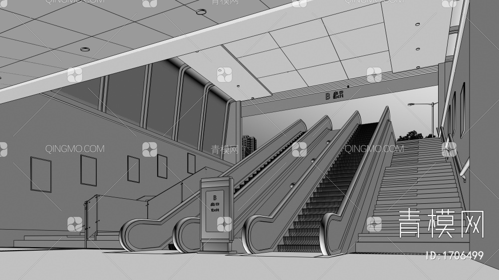地铁站出入口3D模型下载【ID:1706499】