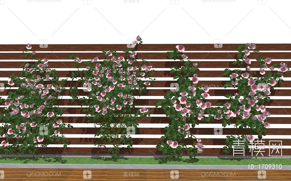 庭院绿植爬藤月季花    景观植物墙SU模型下载【ID:1709310】