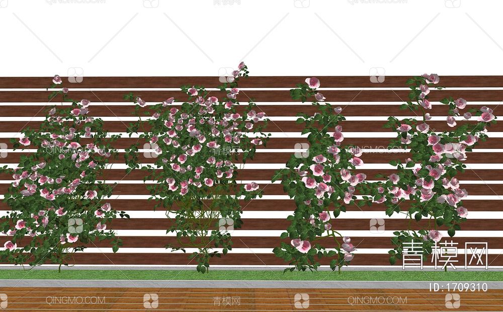 庭院绿植爬藤月季花    景观植物墙SU模型下载【ID:1709310】