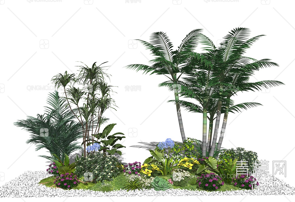 庭院景观植物组合 绿植植物堆 花境SU模型下载【ID:1710585】