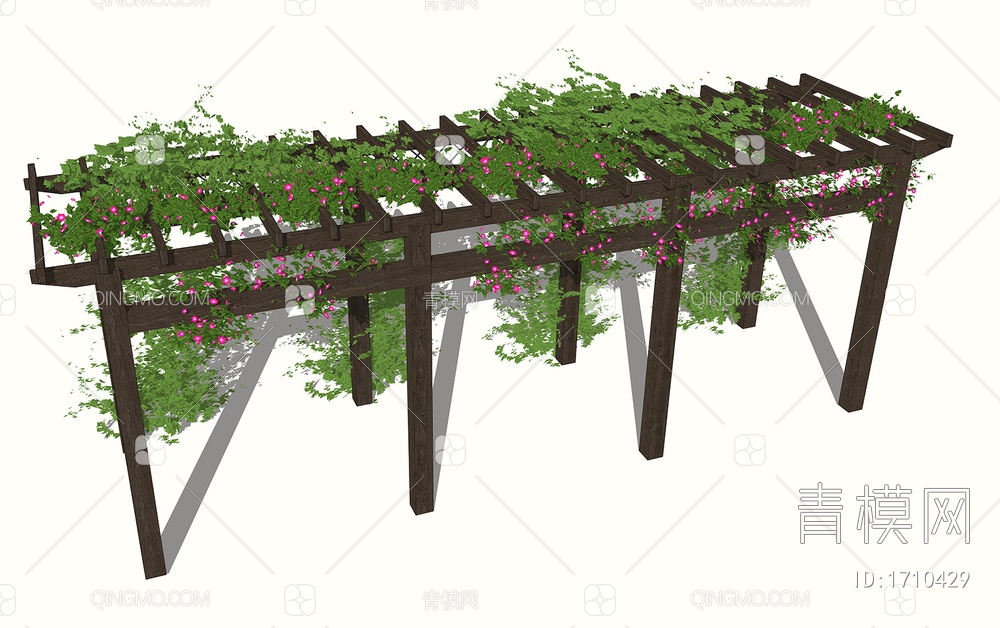 庭院爬藤花卉绿植    景观植物墙SU模型下载【ID:1710429】