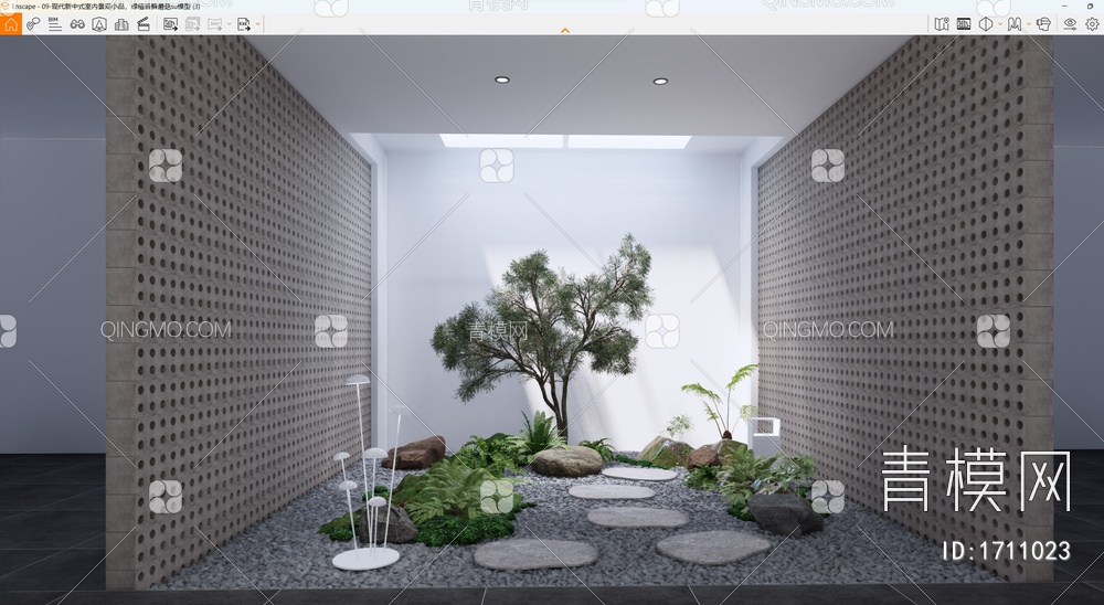 室内景观小品 绿植苔藓蘑菇SU模型下载【ID:1711023】