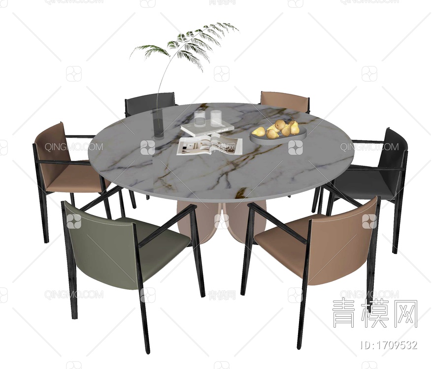 餐桌椅组合SU模型下载【ID:1709532】
