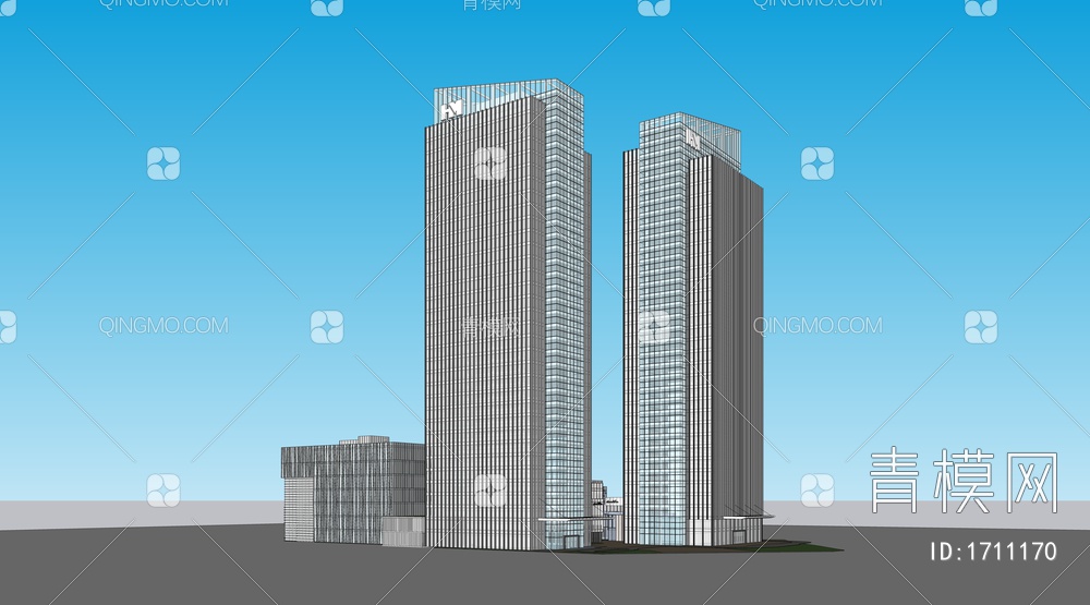 超高层办公楼 总部办公 产业园SU模型下载【ID:1711170】