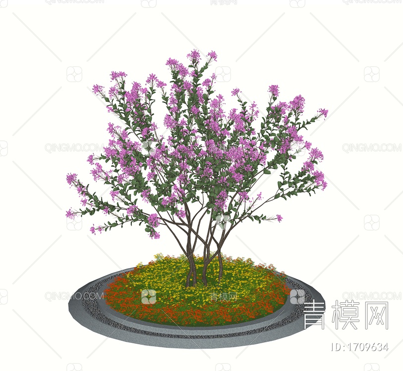景观小叶紫薇 植物花池树池花境SU模型下载【ID:1709634】