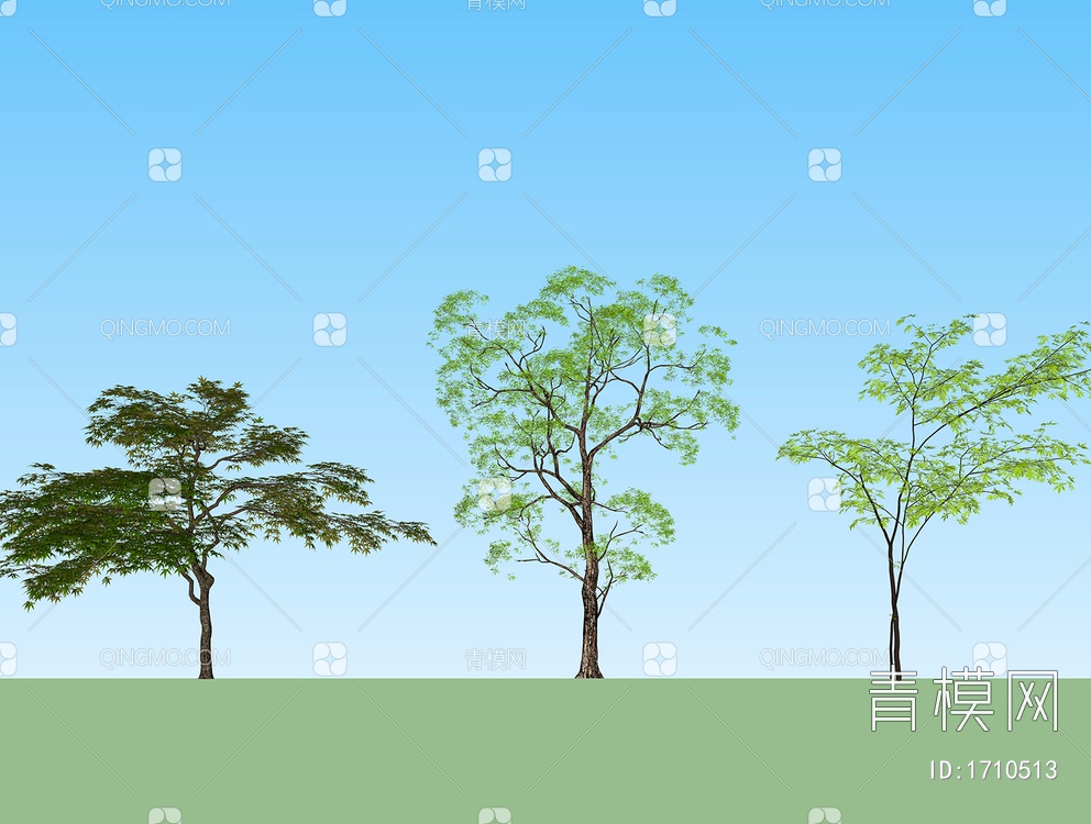 景观造型树 行道树 乔木绿植SU模型下载【ID:1710513】