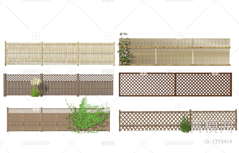 竹篱笆 栅栏  护栏SU模型下载【ID:1710414】