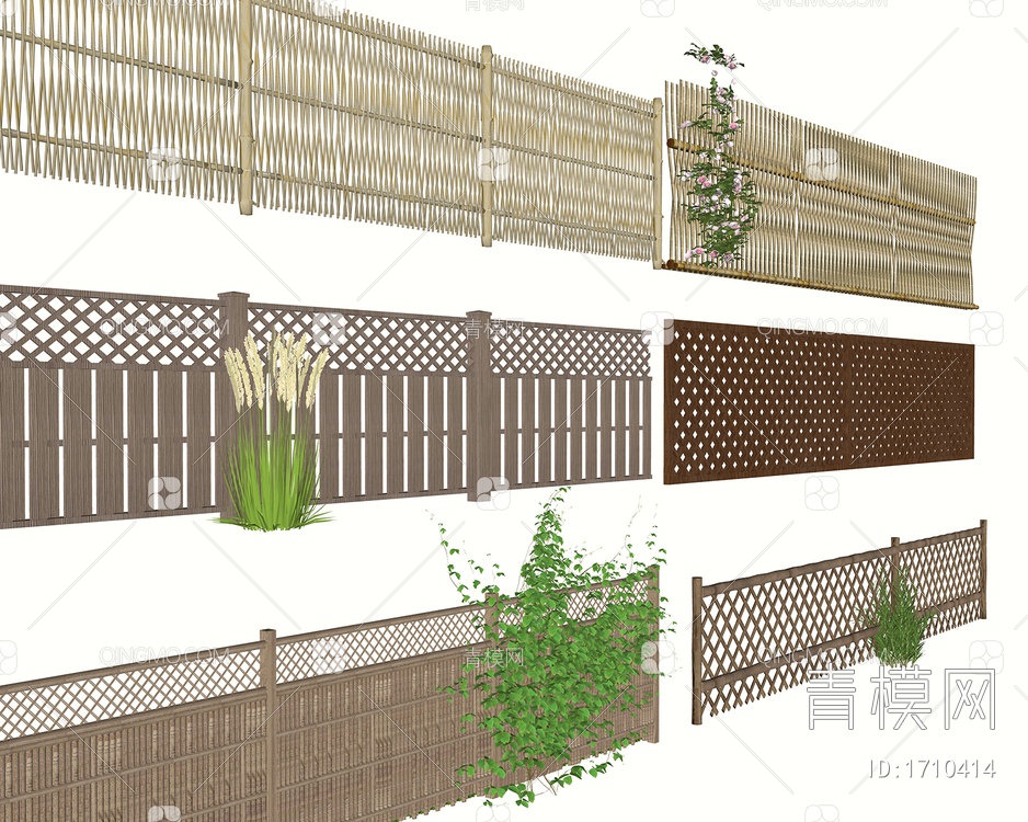 竹篱笆 栅栏  护栏SU模型下载【ID:1710414】