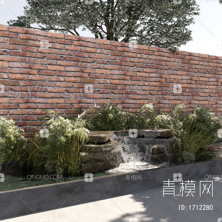 庭院小品 喷泉 景墙3D模型下载【ID:1712280】